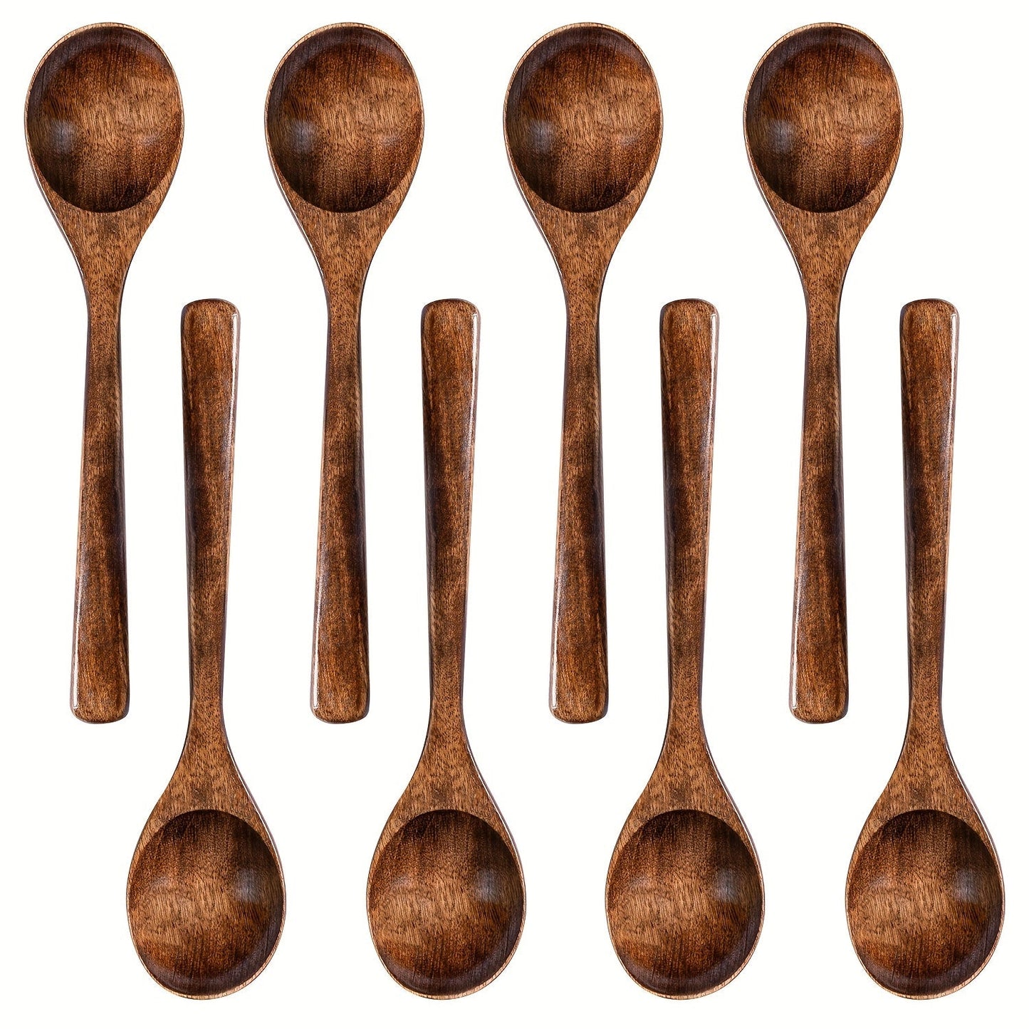 Kitchen Utensils Set of Eight 7.28in Natural Wood Spoons for Coffee, Tea, Dessert and Table Serving