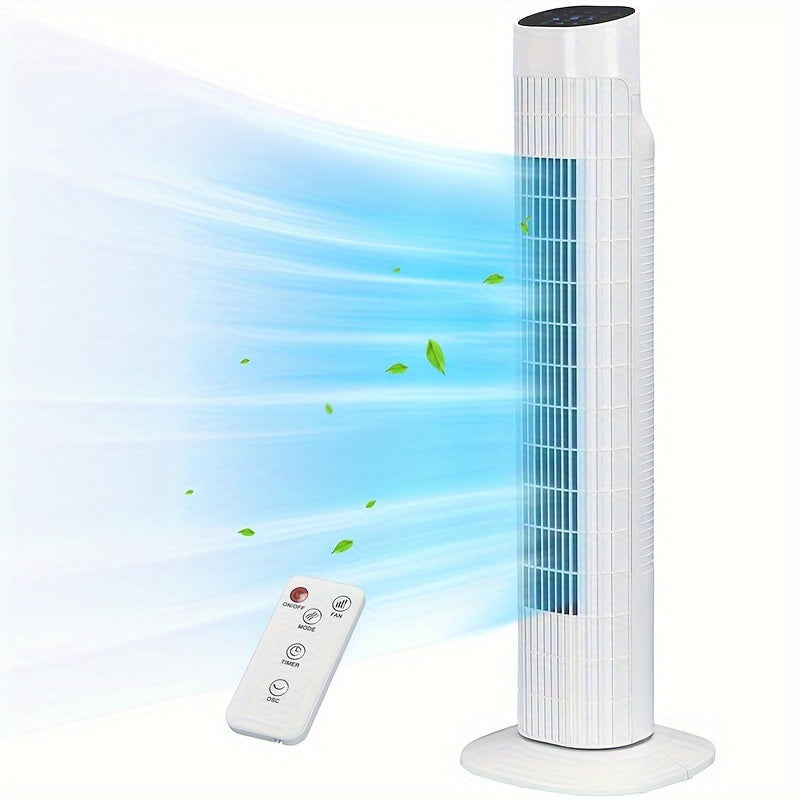 Tower Fan 31 Inch Bladeless, 80° Oscillating Standing Fan with Remote Control, 7.5H Timer & 3-Speed Settings