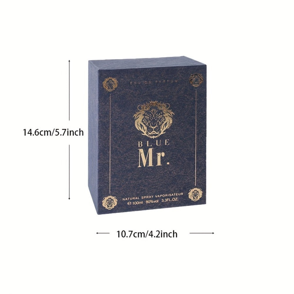 Men's Cologne Spray, Mr. Blue Lion Masculine EDT, Fresh Woody Scent for Sports Business Romance, Elegant Gift for Him