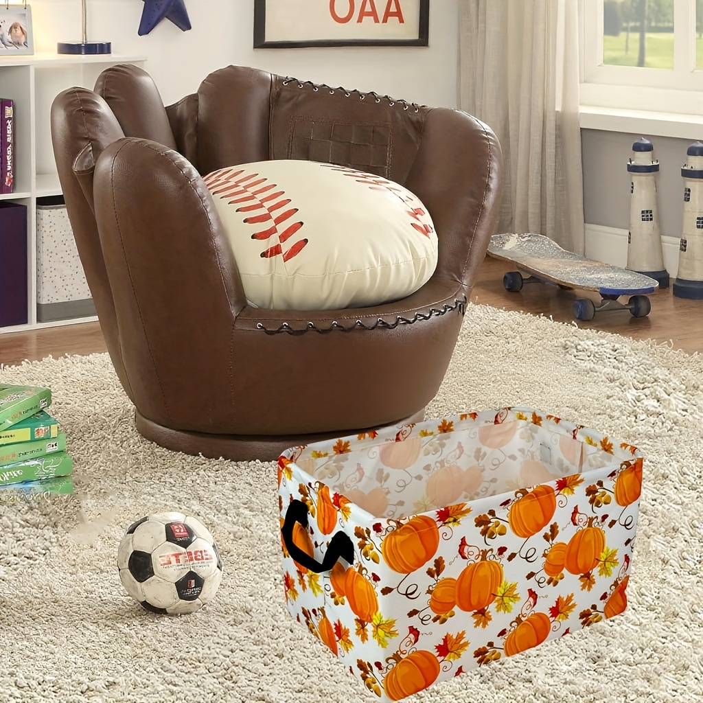 Soft Open-Top Printed Storage Bin with Side Handles and Cat, Dog, Pumpkin, Duck or Dachshund Designs