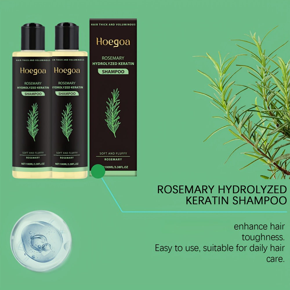 Rosemary Vitamin C Keratin Shampoo Set 3 Bottles, Deep Cleanse Moisturize & Strengthen Hair, Scalp Stimulating Antioxidant Formula