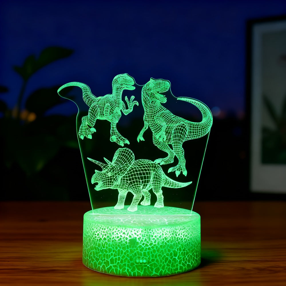 3D Holographic Dinosaur Night Lamp 16 Color Changing T-Rex LED Bedside Lamp Remote Touch for Entryways, Bedrooms and Living Spaces