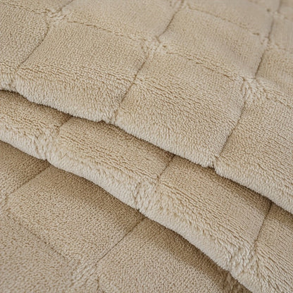 Sofa Cushion Cover Flannel Non-Slip Bohemian Style Soft Plush Couch Cover – Machine Washable Solid Color Slipcover for 2/3/4-Seater Sofa