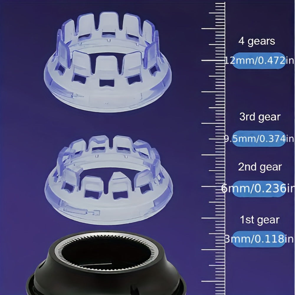 Round Hair Clipper for Self-Haircuts with Four 3-12 mm Length Settings, Two Guide Rings, USB Cable and Cleaning Accessories