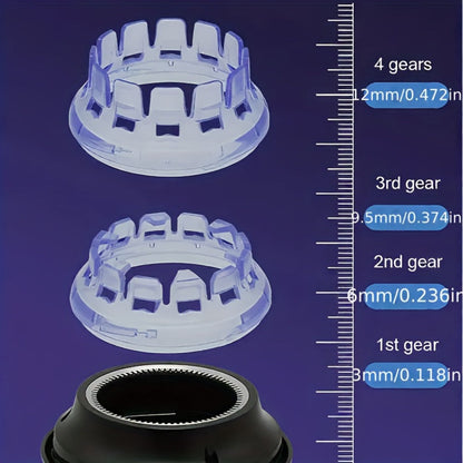 Round Hair Clipper for Self-Haircuts with Four 3-12 mm Length Settings, Two Guide Rings, USB Cable and Cleaning Accessories