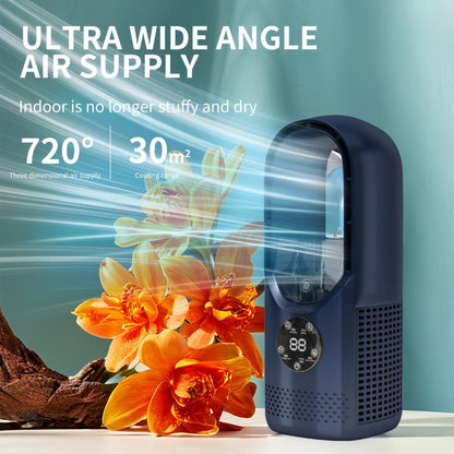 Portable Fan USB-Powered Bladeless Tower Model with Water Mist, Remote, Touch Controls and LED Light
