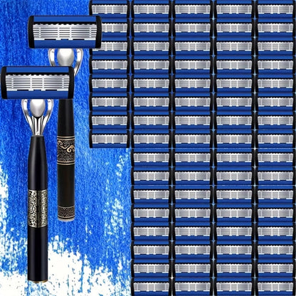 Men's Razor Set with Stainless Steel Replacement Blades – Reusable Handle & High-Capacity Blade Kit for Smooth Close Shave