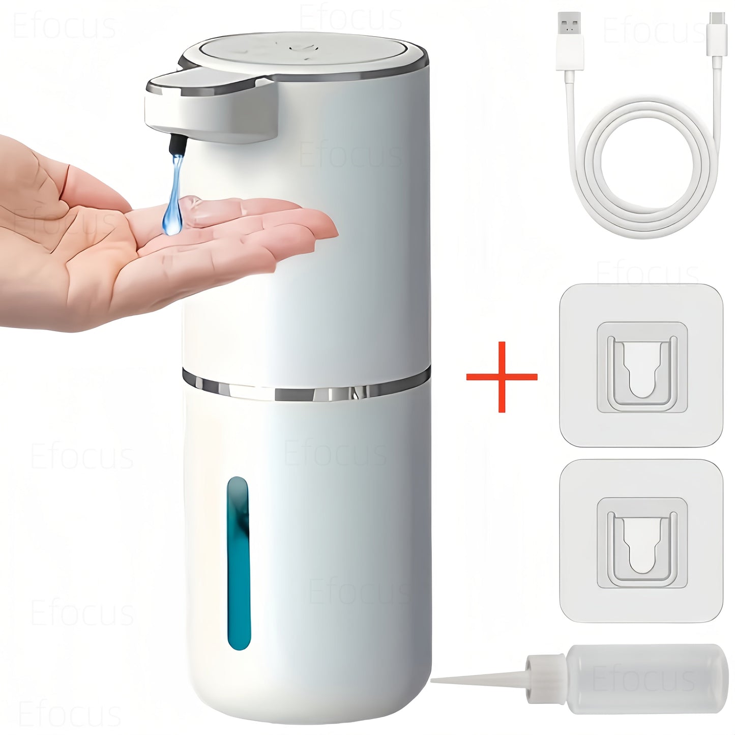 Foam Soap Dispenser Wall Mount Touchless 400ml USB Rechargeable IPX5 4 Adjustable Levels for Home Cooking, Dining and Outdoor Meals