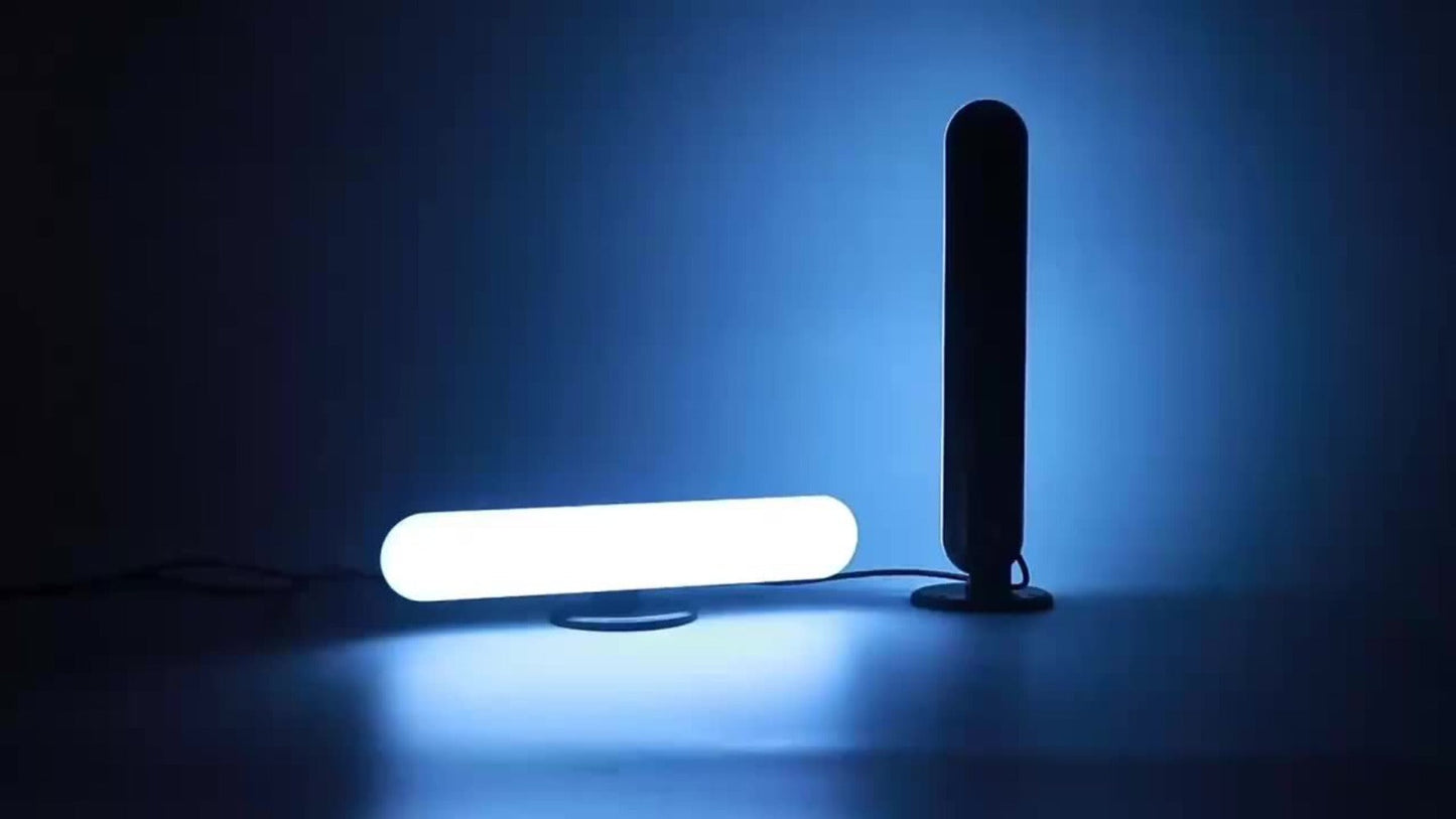 RGB LED Geometric Table Lamp with Remote Control – USB Powered Color-Changing Mood Light, Polished Metal End