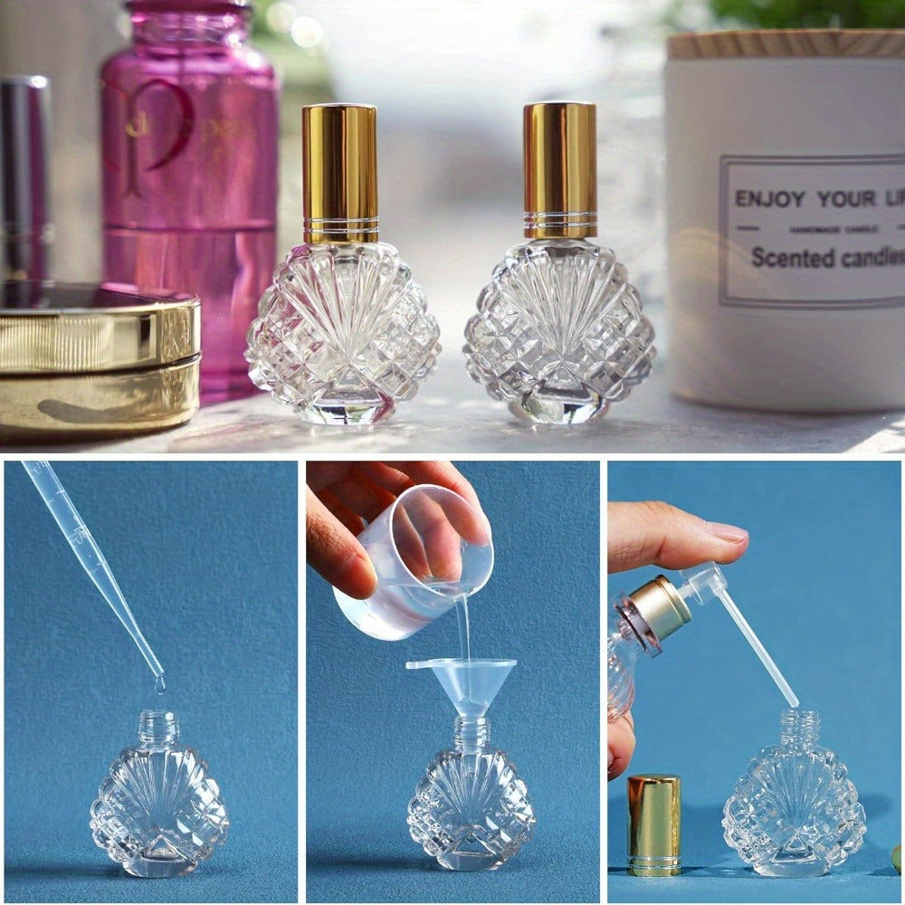 Glass Perfume Atomizer Bottles 15ml 20 Pack Gold Refillable Fine Mist Spray Travel Fragrance Bottles with 5 Funnels and 5 Pipettes