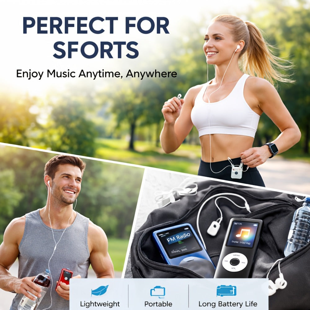 Portable MP3 Music Player with 1.8" LCD Display, Compact Digital Audio Player with FM Radio, Voice Recorder