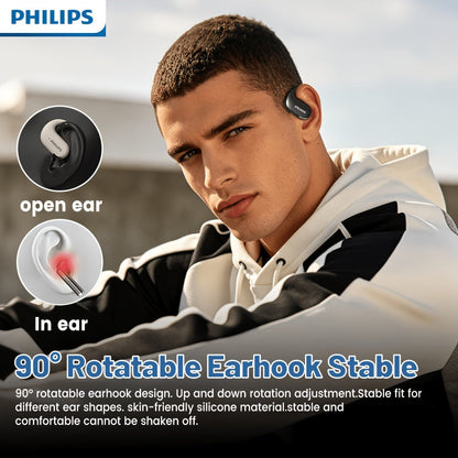 Philips TAT2739 Open Air Earbuds Wireless Bluetooth 5.3 Ear Hook Headphones with Wireless Charging Case