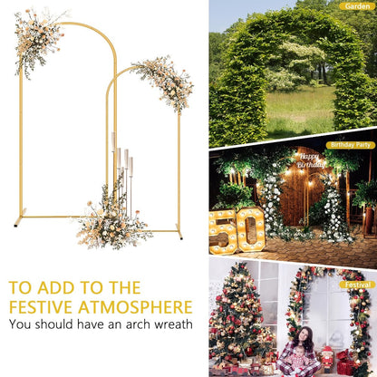 2-Piece Wedding Arch Backdrop Frame Set 7.2FT+6FT Metal Balloon Arch Stand for Wedding for Entryways, Bedrooms and Living Spaces
