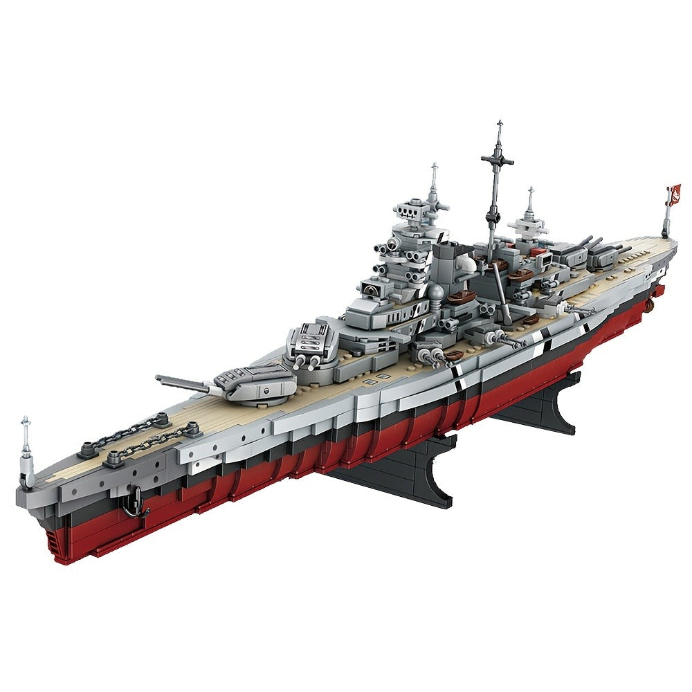 2081-Piece Battleship Building Block Model 4201 with Built-In Display Base and Moving Turret Details