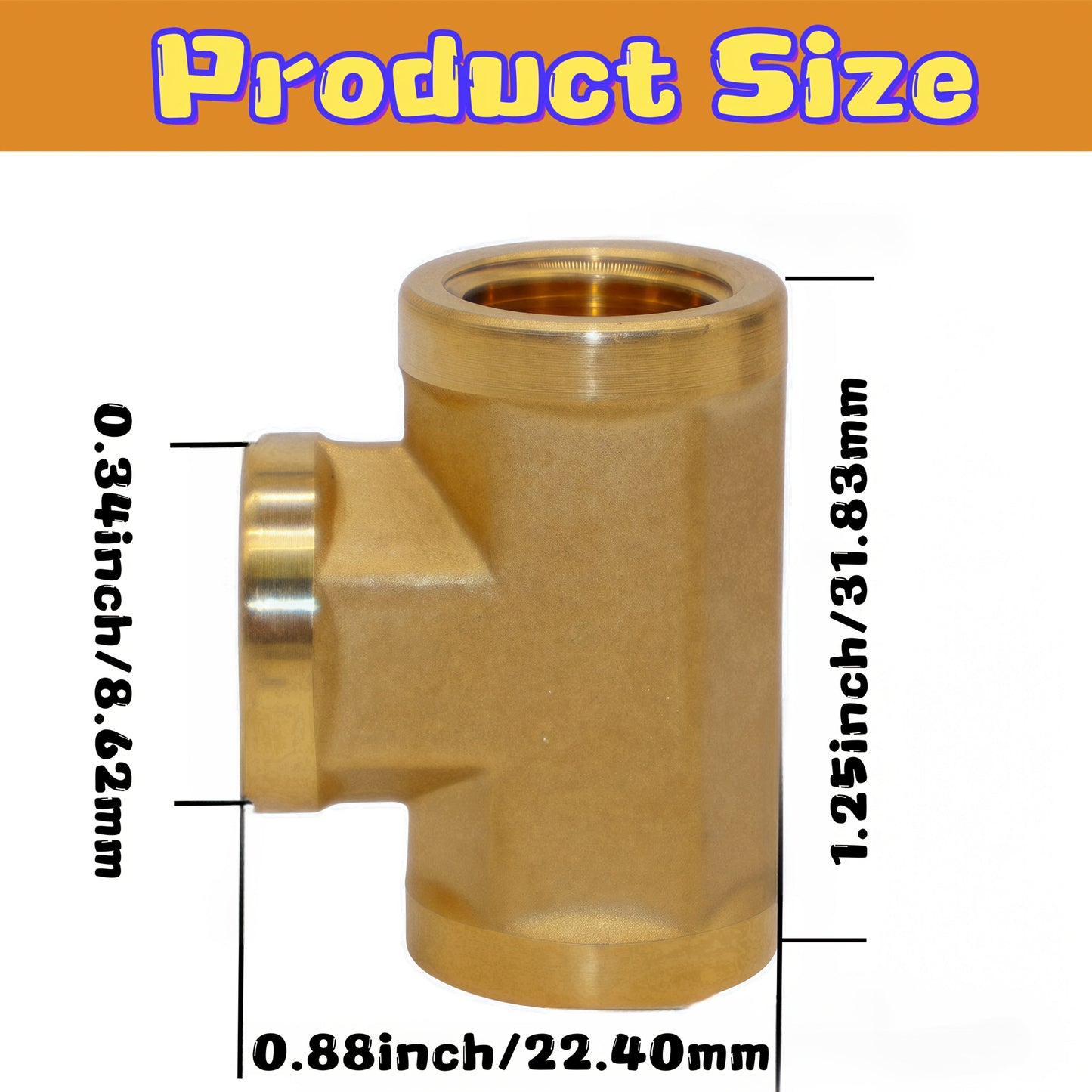 Brass Forged Pipe Tee Fittings NPT Female Threaded – 3-Way T-Shape Connector Couplings, for Home Plumbing Maintenance and Repair