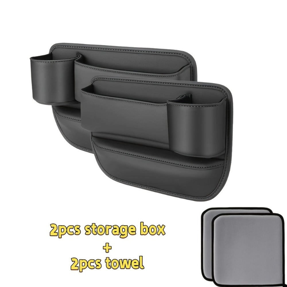 Seat-Gap Car Organizer with Cup Recess and Phone Storage in Four Color Pairs or Left-Side Black Pack