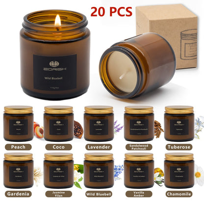 Scented Candles Gift Set 20 Pack, Soy Wax Candles in Ceramic Jars, 10 Aromatherapy Scents, Burn, Perfect Birthday