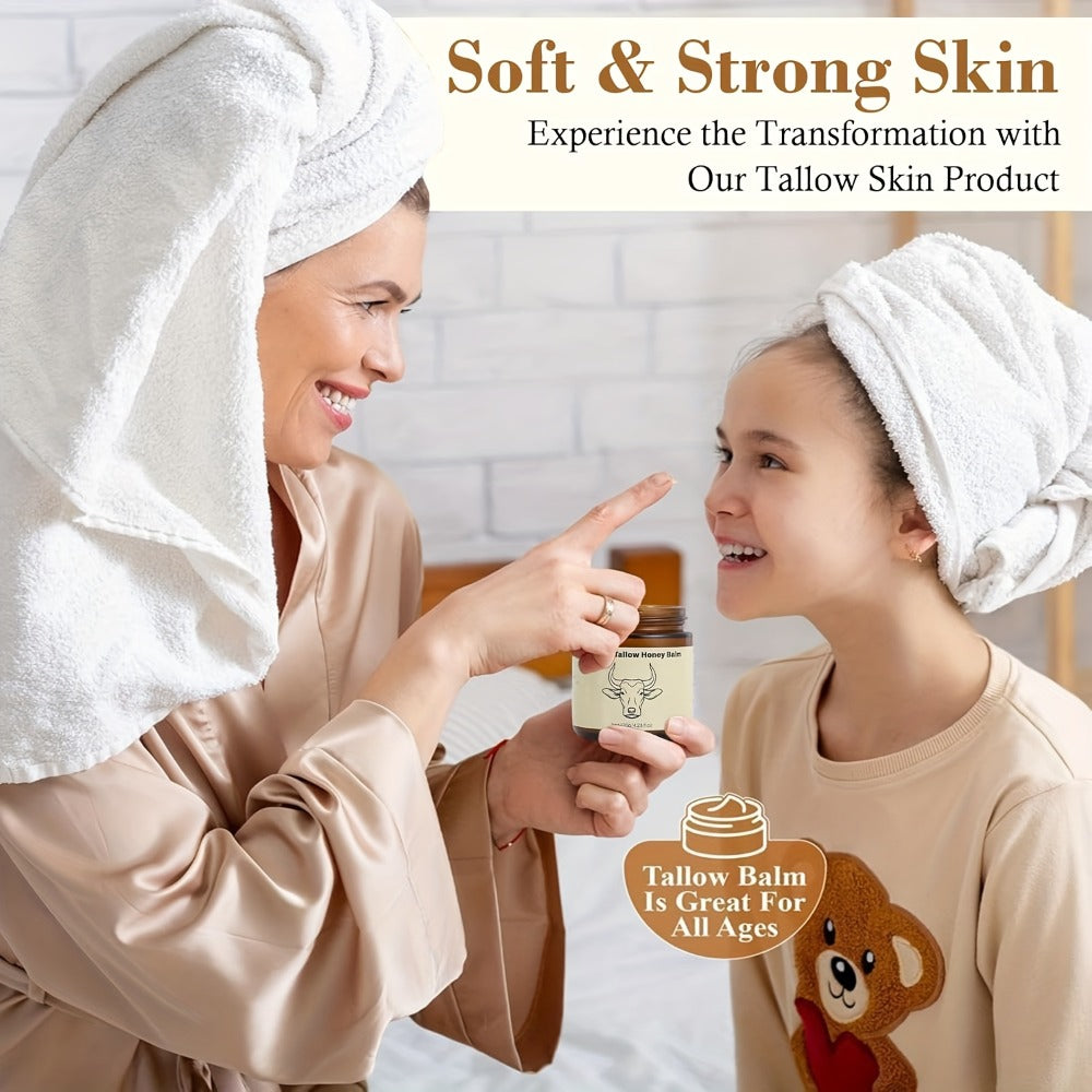 Beef Tallow Cream 4oz with Honey, Natural Fast-Absorbing for Face, Body, Hair & Dry Cracked Skin