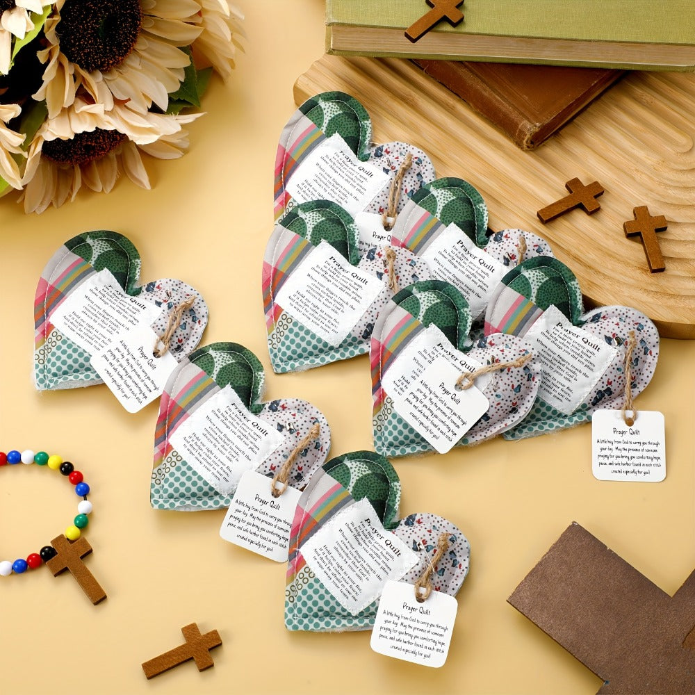 Mini Prayer Quilts 24pcs – Christian Sympathy Gift Set with Cross Heart Pocket & Bible Verse Scripture Panels for Women, Baptism