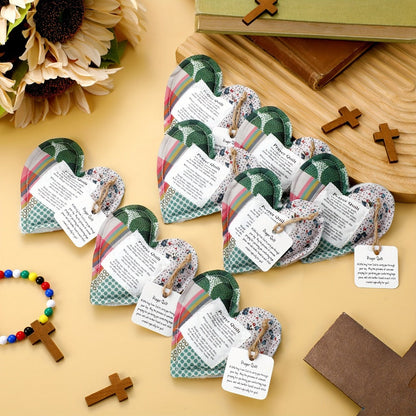 Mini Prayer Quilts 24pcs – Christian Sympathy Gift Set with Cross Heart Pocket & Bible Verse Scripture Panels for Women, Baptism
