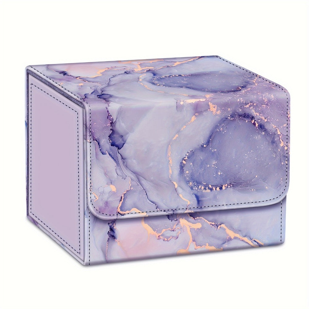 Magnetic Trading Card Deck Box with Six Marble-Style Color Options, Divider and Pictured 10.5 cm Width