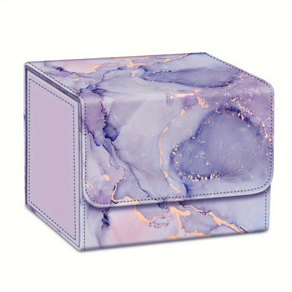 Magnetic Trading Card Deck Box with Six Marble-Style Color Options, Divider and Pictured 10.5 cm Width
