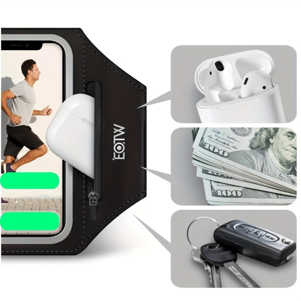 Running Armband Phone Case Sweatproof with Touch Screen Face ID Access & Storage Pocket for an Everyday Personal Care Routine