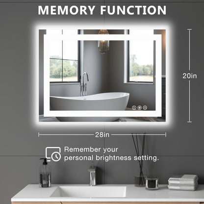 LED Bathroom Mirror with Anti-Fog, Dimmable Vanity Mirror, 3 Color Lighting Modes, Dual Light, Wall Mounted Horizontal or Vertical