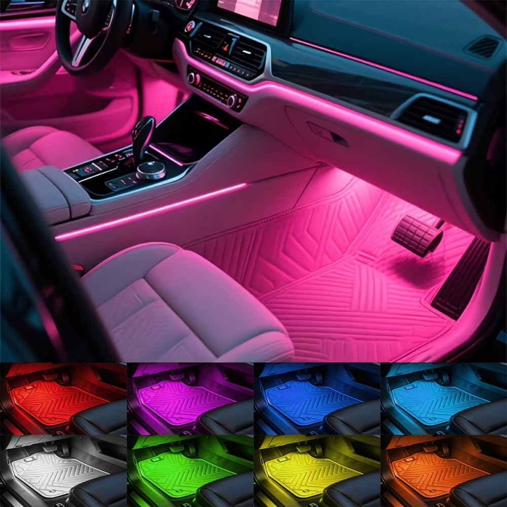 Four-Strip 48-LED RGB Car Interior Light Kit with App, Remote or USB and Remote Control Options