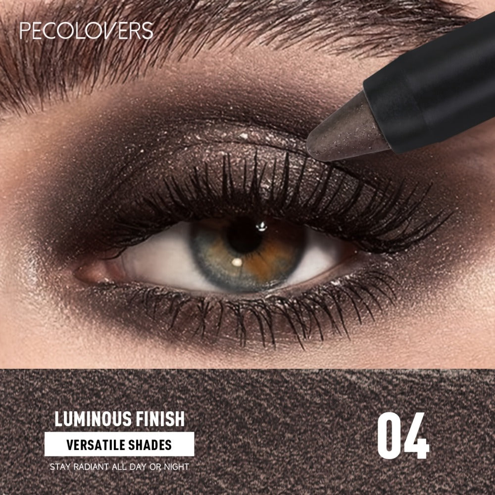 Shimmer Glitter Eyeshadow Stick Set 6 Pcs Dual-Tipped Eye Pencil with Blending Brush Creamy, for Makeup, Travel and Everyday Vanity Use