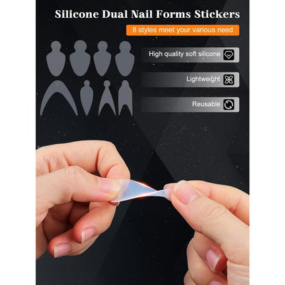 Poly Gel Nail Extension Form Kit – 192pcs Dual Forms, 96pcs Reusable Pads, 8 Shapes Acrylic Mold, Brush Pen