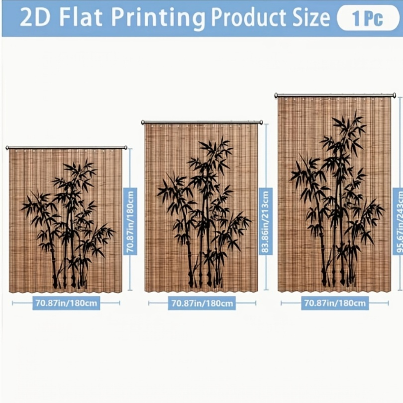 Blackout Curtains Chinese Bamboo Pattern Privacy Panels for Patio Balcony Garden Courtyard Tea Room Outdoor Indoor Minimalist Zen Decor