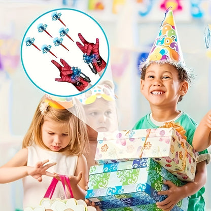 Wrist Spider Web Shooter Toy for Kids & Teens, Superhero Web Launcher Set with Eye Mask Target & Water Gun
