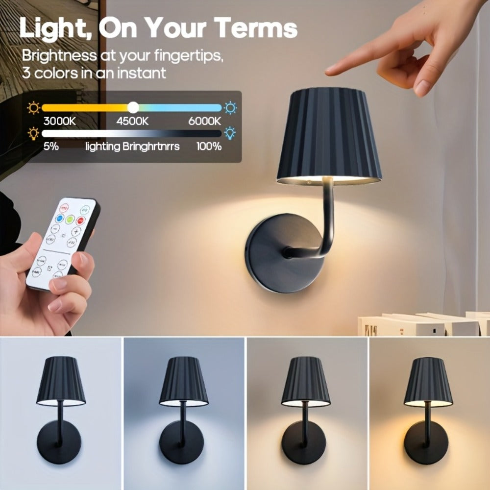 LED Wall Sconce Touch Dimmable Remote Control USB Powered Battery Backup 3 Color Temperatures for Entryways, Bedrooms and Living Spaces