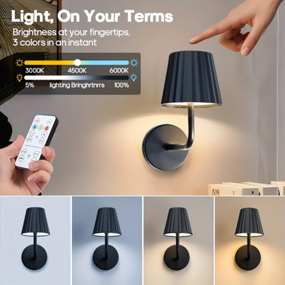 LED Wall Sconce Touch Dimmable Remote Control USB Powered Battery Backup 3 Color Temperatures for Entryways, Bedrooms and Living Spaces