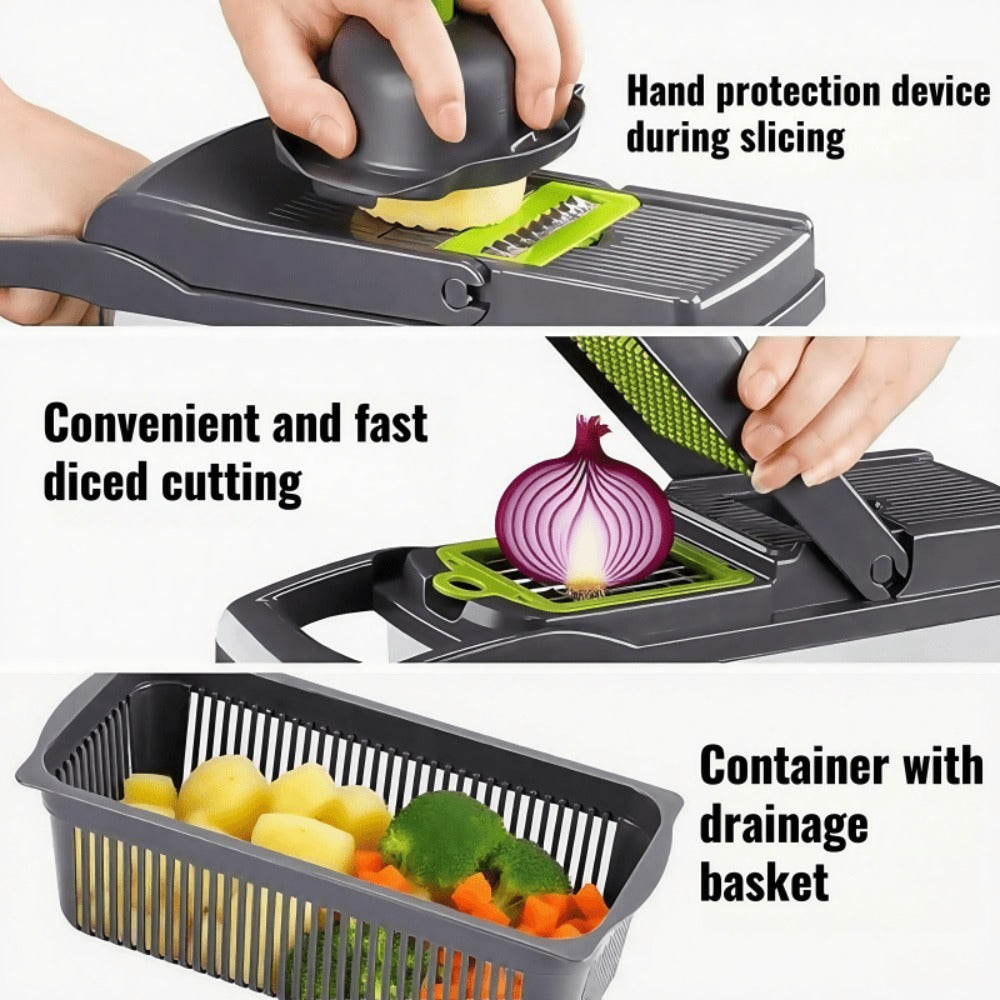 Vegetable Chopper 18-in-1 Upgraded Mandoline Slicer – Professional Onion Chopper Food Dicer Cutter with Container