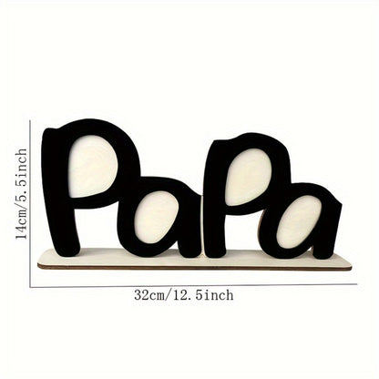 Wooden Photo Frame Papa Circular Classic Design Desktop Display Sentimental Gift for Dad Husband Grandfather Father's Day Birthday Christmas