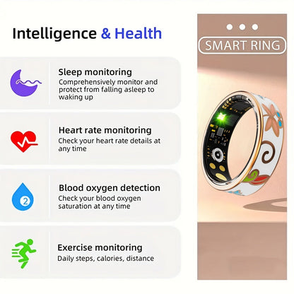 Women's Smart Ring Fitness & Sleep Tracker, Step, Distance & Calorie Monitor, Bluetooth 5.3, iOS & Android