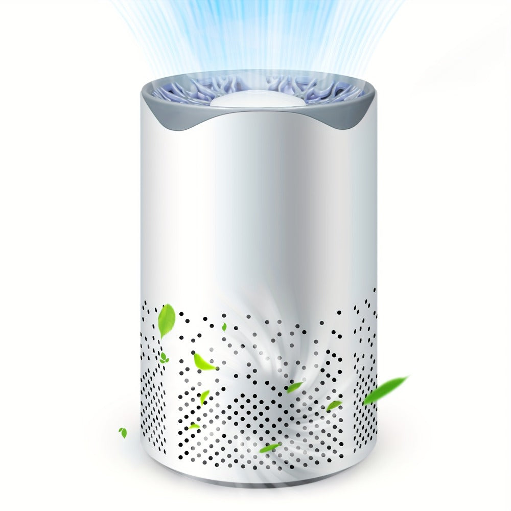 Air Purifier with HEPA Filter, USB Plug-In Power, Sleep Mode, Aroma Sponge and One Replacement Filter