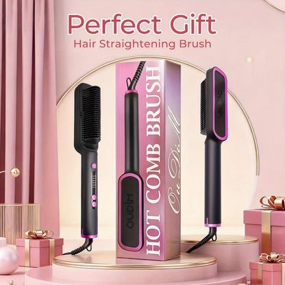 6-Setting Ionic Hair Straightener Brush with Fast Heat-Up & Anti-Scald Protection, for Home, Travel and Salon Hair Styling