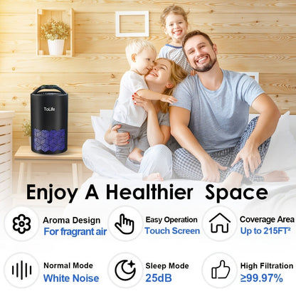 Air Purifier with H13 True HEPA Filter, 25dB Mode, Scent Diffuser and Black or White Finish