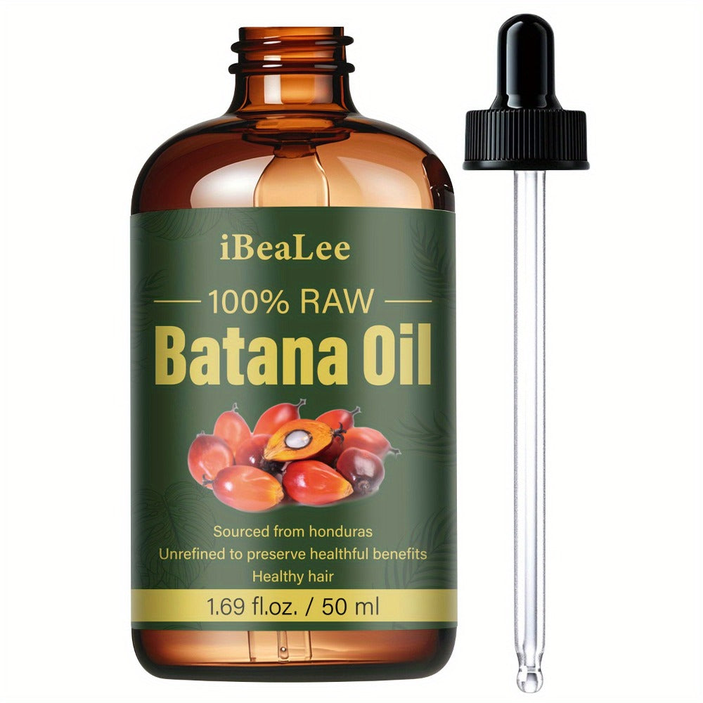Hair Oil Batana 50ml Amber Dropper Bottle with Cold-Pressed Formula for Hair-Length, Brow and Lash Application