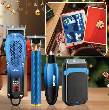 Electric Hair Trimmer & Beard Shaver Set for Men - Professional Rechargeable Hair Clipper with LED Display