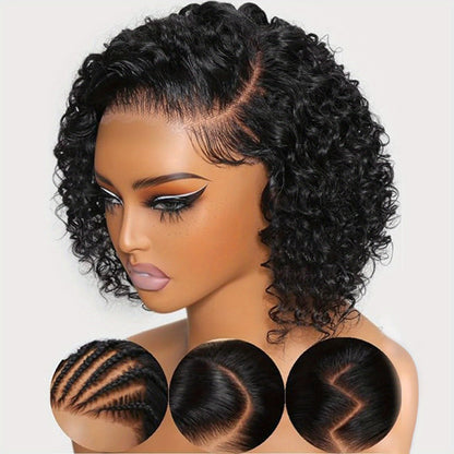 Glueless Bob Wig Human Hair 13x4 Pre Cut Lace 200% Density Wear and Go Deep Wave Body Wave Pre, for Home, Travel and Salon Hair Styling