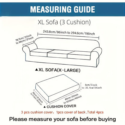 Sofa Cover Grid Jacquard Elastic Full-Cover Slipcover with Elastic Fit for 1 to 3 Seats and XL Sofas