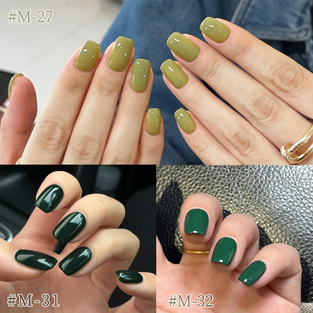 Gel Nail Polish Set with XEIJAYI Label, 6 Nude Pink Green and Glitter Colors, Shades 25 to 32