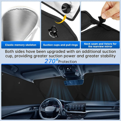 Windshield Sun Shade Universal Front & Side Window Cover UV Heat Block Privacy Protection – Upgraded 2026 Design Large Size Summer Car