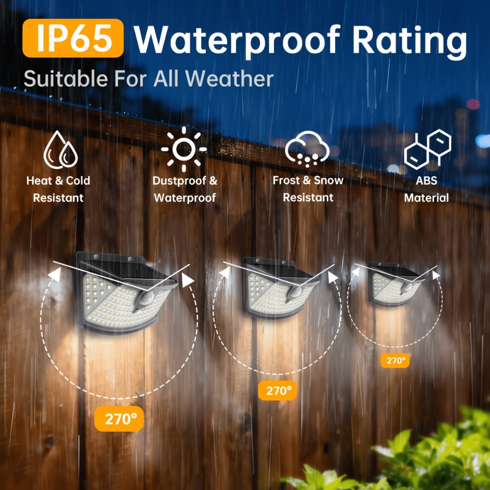 Solar Step Lights Outdoor 120 LED Motion Sensor, 270° Wide Angle Wall Light with 3 Modes, Solar Powered Stair Light for Pathway