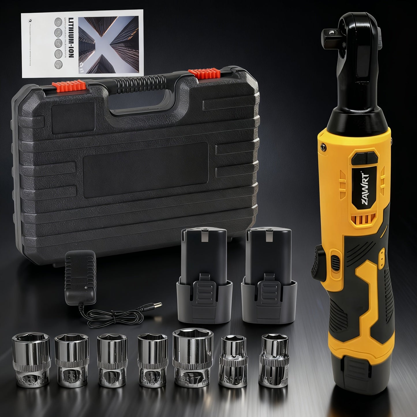 Cordless Electric Ratchet Wrench Set 12V - 45Nm High Torque 3/8" Rechargeable Ratchet Wrench with Battery