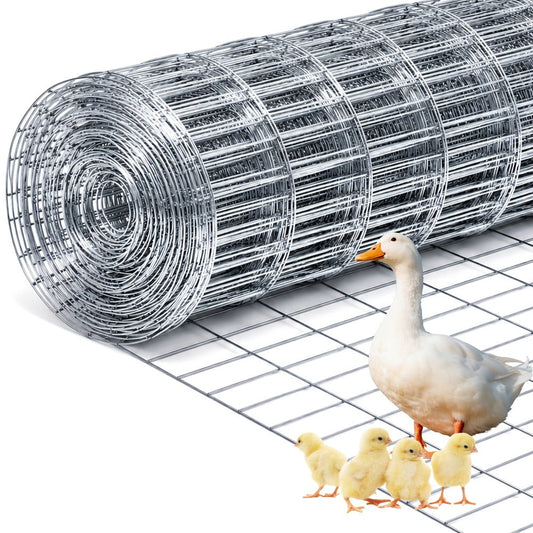 Welded Wire Mesh Fence Roll 50ft, Galvanized Zinc-Coated Steel Hardware Cloth for Chicken Coop, Garden Fence